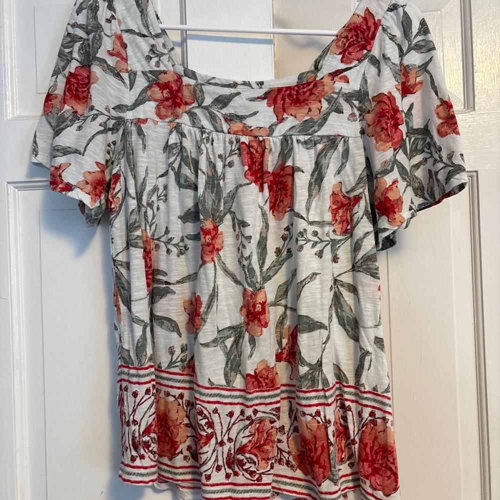 Lucky Brand Red Floral Blouse